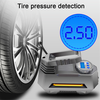 Compresseur d'air portable Lampe de poche d'urgence brillante Gonfleur de pneus Pompe à pneus automatique avec manomètre numérique 150 Psi 12V CC