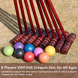 Maillets en bois de caoutchouc de taille réglementaire de 32 pouces Kit de croquette pour 8 joueurs avec ensemble de <span class=keywords><strong>croquet</strong></span> de luxe de 35 pouces pour adultes - Product Image 5