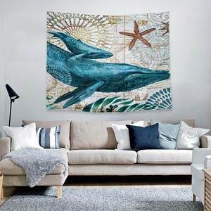 <span class=keywords><strong>Tapisserie</strong></span> murale décorative avec impression d'animaux marins : tortue, <span class=keywords><strong>cheval</strong></span>, pieuvre, baleine - Product Image 3