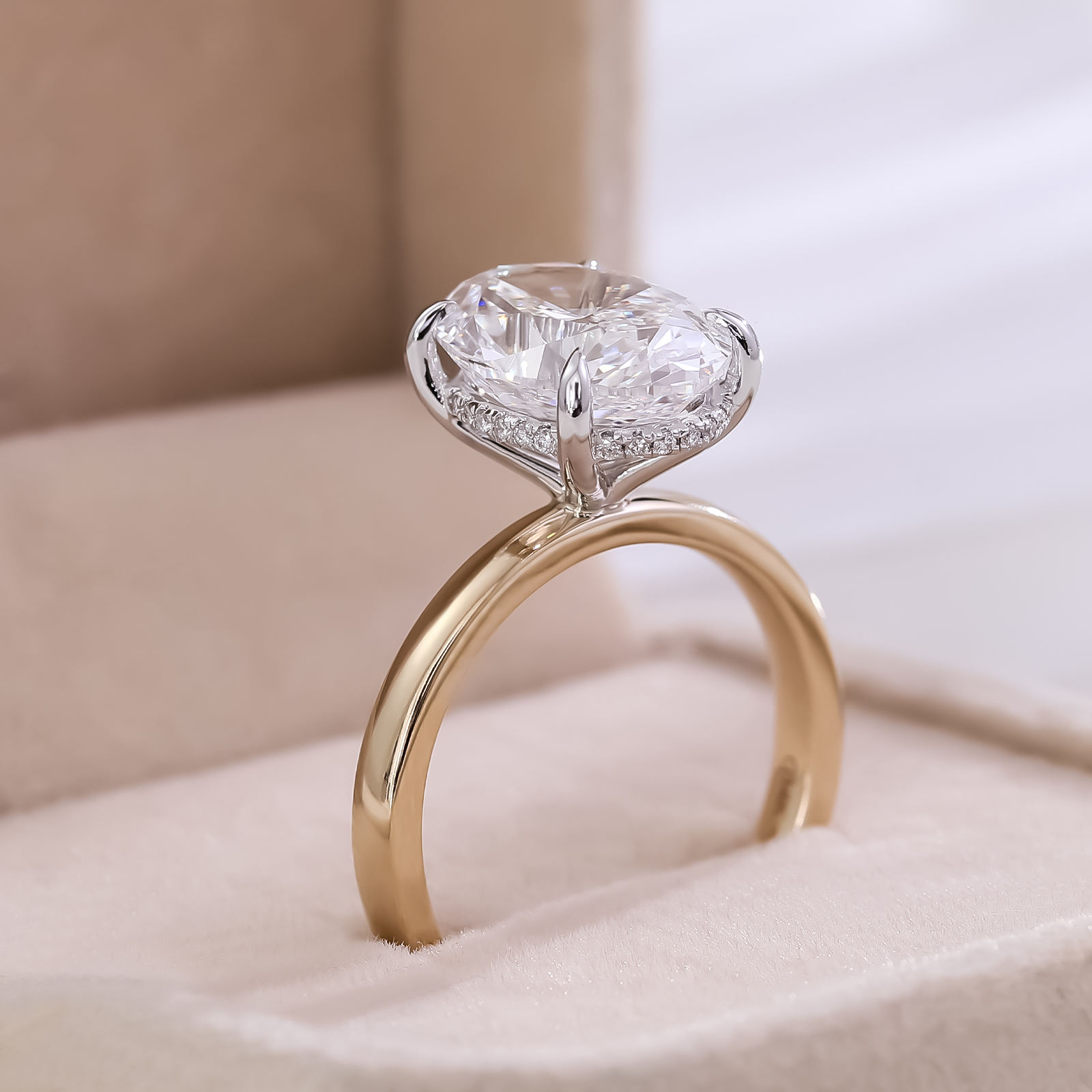 Bague en or massif 18 carats + diamant de laboratoire