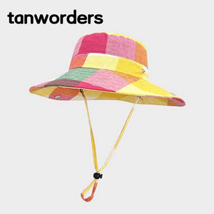 Dopamine Colorful Plaid Bucket <b>Hat</b> Women Men Spring Summer Korean Style Wide Brim UV Protection Sun <b>Hat</b> for Camping Hiking - Product Image 3