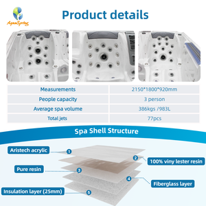 Spa de luxe pour 3 personnes, <span class=keywords><strong>jacuzzi</strong></span> extérieur <span class=keywords><strong>Balboa</strong></span>, spa à domicile, <span class=keywords><strong>jacuzzi</strong></span> avec 3 filtres pour bain extérieur - Product Image 3