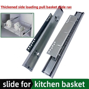 Glissières de tiroir à roulement à billes en acier de 45 mm pour armoire de cuisine, à fermeture douce, pliables en 3 sections, à montage latéral - Product Image 2