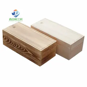 Manufacture In China Wooden Wine Box Unfinished Wood Box With Sliding Lid