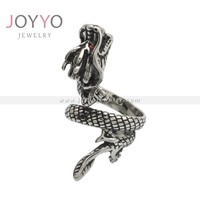 Bague Vintage en argent Thai pour hommes, anneau ouvert du Dragon du zodiaque, personnalité, porte-clés de dominage, en acier inoxydable