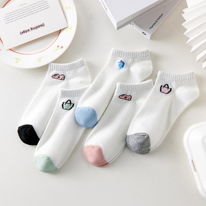 Women's Ankle Socks Thin Breathable Cotton Cartoon Design Summer Casual White Socks - Product Image 3