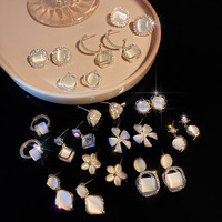 S925 argento ago Vintage opale orecchini luce lusso orecchio goccia donne strass orecchino 925 argento ago orecchino di cristallo