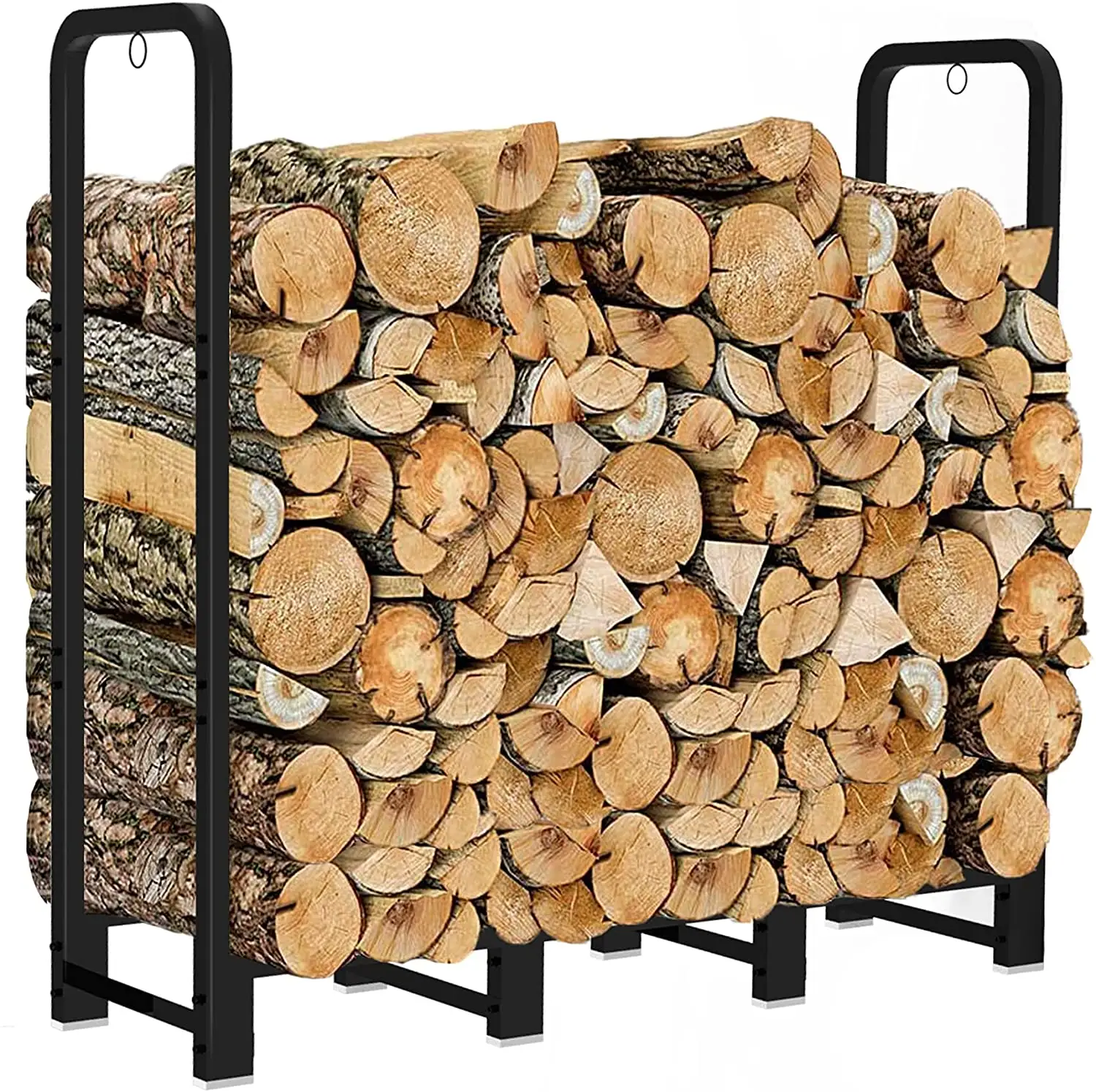 Support de bûches à bois de chauffage robuste, support de bûches de 4 pieds pour l'extérieur et l'intérieur de la cheminée, stockage de Pile de bois en métal