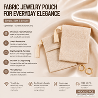 Pochette à bijoux en lin naturel avec fermeture à ruban épais, emballage de boutique en gros, pochette à bijoux de marque sophistiquée