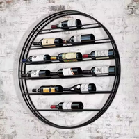12 bouteilles mural porte-bouteilles de vin porte-bouteille de vin de qualité supérieure métal fer rond mur Art noir Carton minimaliste
