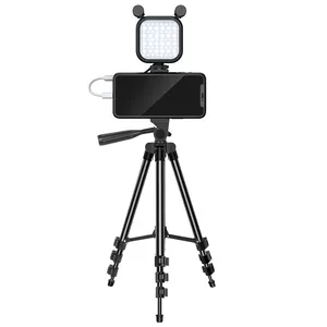 Mamen Camera Điện Thoại Thông Minh Riêng Tư Mới Bộ Đèn LED Video Vlog Bộ Micro Nhỏ Bộ Đèn Vlogging Camera Cho Youtube