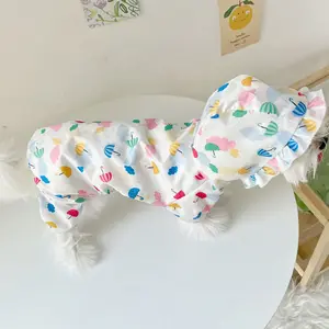 도매 여름 애완 동물 비옷 인쇄 우산 후드 방수 4 발 개 고양이 옷