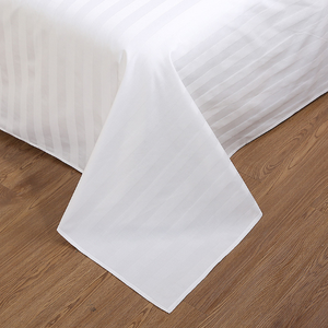 Luxury Modern Woven Full Queen King Size White 100% <strong>Cotton</strong> Bedsheets <strong>200</strong> <strong>Thread</strong> <strong>Count</strong> Stripe Hotel Bedding Set - Product Image 3