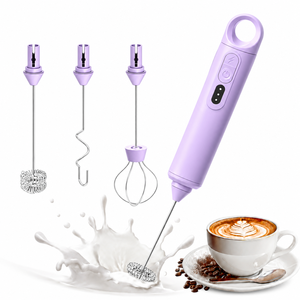 Espumador de leche profesional para el hogar, recargable, portátil, con 3 cabezales mezcladores para café, huevos, proteínas en polvo. - Product Image 4