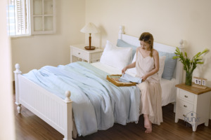 Parure de lit en bambou bio blanc, tissu 60s, qualité supérieure, ensemble 4 pièces : housse de coussin, housse de couette, drap, 300TC, rafraîchissante, écologique - Product Image 4