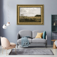 Vintage or orné encadré paysage peinture à l'huile taille personnalisée peint à la main imprimé moderne Style classique arbre salon