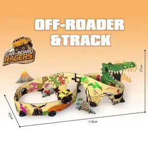 Новейший гоночный автомобиль динозавр игрушечный Электрический гоночный автомобиль креативный набор doodle track DIY строительный картонный трек monster truck для детей