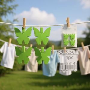 Ilan Mollette in Legno a Forma di Farfalla 3,5cm 4 Pezzi per Fermagli da Abbigliamento - Product Image 3