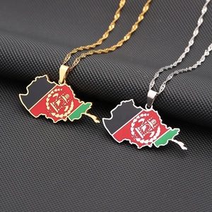 Collar de Acero Inoxidable con Colgante de <span class=keywords><strong>Mapa</strong></span> y Bandera de País, Cadena para Suéter, Colgante de <span class=keywords><strong>Mapa</strong></span> de Afganistán para Adolescentes - Product Image 2