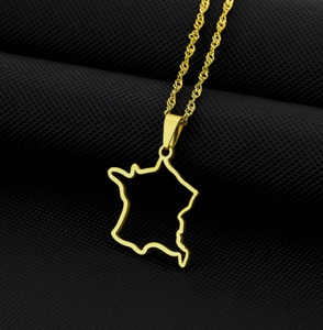 Nuevo Diseño, Collar de Acero Inoxidable Dorado Estilo Francés para Hombre y Mujer, Collar de Pareja de Estilo Étnico, Accesorios Transfronterizos - Product Image 1