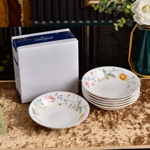 Vajilla de Cerámica Blanca Elegante con Diseño Floral, Tazón para Arroz, Taza de Café, Plato para Cena, Plato para Sopa, Juego para Banquete, Venta Caliente - Product Image 3