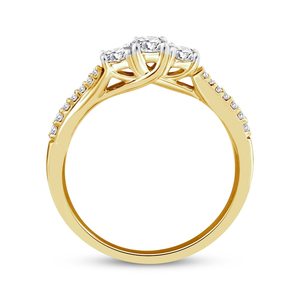 Anillo <span class=keywords><strong>de</strong></span> Compromiso con Tres Diamantes <span class=keywords><strong>de</strong></span> Laboratorio con Corte Redondo <span class=keywords><strong>de</strong></span> 2 Quilates, en Oro Sólido <span class=keywords><strong>de</strong></span> 10K/14K/18K, Certificado IGI, Personalizado CVD/HPHT - Product Image 3