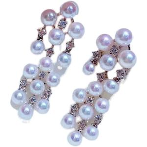 Boucles d'oreilles en argent S925 à faire soi-même, accessoires en perles, crochets d'oreille à plusieurs perles avec perles de 4-5 mm, support creux 21219 - Product Image 5