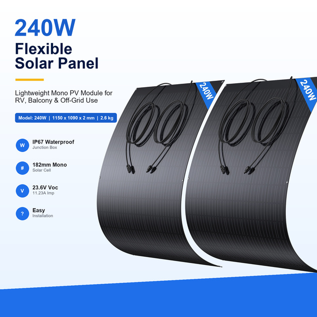 Bulk Order 120W 240W Lightweight Panel Solar Flexible for Caravan Boat Camping for Flexible Surface Mount OEM ODM Kit Use