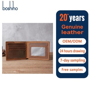 Boshiho Men Vintage Bifold Genuine Leather Credit Card Holder <b>Wallet</b> Top Layer Cowhide Short Type <b>RFID</b> <b>Blocking</b> Multi-Function - Product Image 1