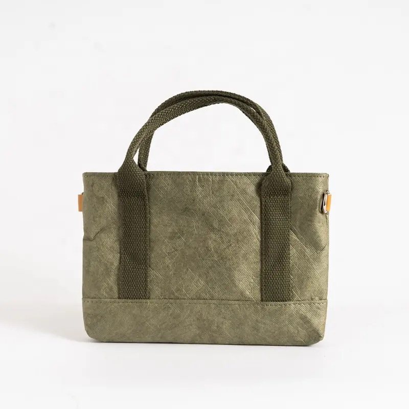 Высококачественная зеленая Экологичная Сумка-тоут для покупок, моющаяся бумажная женская сумка с ручками Tyvek