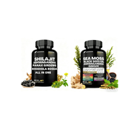 Capsules Tout-en-un de Mousse de Mer : Combinaison d'Extraits de Shilajit, Ashwagandha, Curcuma, Ginkgo, Rosea Panax Ginseng - 1 Unité, 2 Bouteilles
