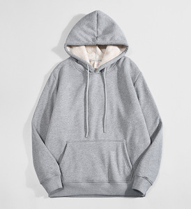Forrado invierno <span class=keywords><strong>Veet</strong></span> abrigo cálido manga larga pulóver Tops sólido sudadera hombres grueso polar sudaderas con capucha - Product Image 2