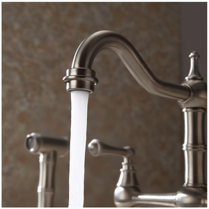 AMAXO Latón Níquel cepillado 4 agujeros Pulverizador Lavabo frío y caliente Fregadero Grifo de cocina Grifo de agua - Product Image 4