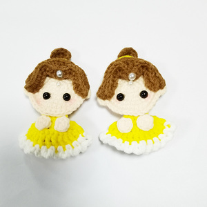 Barrettes à <span class=keywords><strong>cheveux</strong></span> princesse de dessin animé faites à la main Lovey, pinces à <span class=keywords><strong>cheveux</strong></span> BB en laine pour filles, clips au crochet pour enfants - Product Image 3