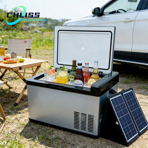 Réfrigérateur-congélateur <span class=keywords><strong>solaire</strong></span> hybride 30L DC 12V, réfrigérateur portable alimenté par énergie <span class=keywords><strong>solaire</strong></span> avec compresseur puissant, congélateur profond à usage commercial - Product Image 1