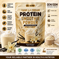 Poudre de Smoothie Protéiné Saveur Crème Vanille Mélange de Protéines de Lactosérum Faible en Sucre Boisson Nutritionnelle Usine ODM Emballage Personnalisé Vente en Gros