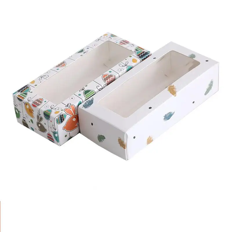 Wholesale Heaven And Earth Cover Transparent Window Folding Paper Box Socks Toy White Cardboard Packaging Box With Hand Gift Box