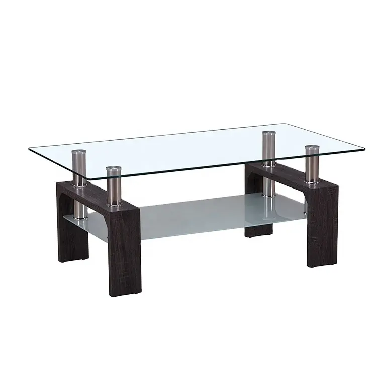 Muebles de sala baratos, juegos de mesa de centro de vidrio moderno, mesa de té de café superior de vidrio, vidrio templado personalizado de 20kg