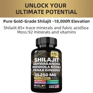 الأكثر مبيعاً كبسولات شيلاجيت نقية هيمالايا التقت أشواغاندا باناكس الجينسنغ معززة للطاقة 60 كبسولة للبالغين - Product Image 3