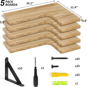 Estante Flotante de Madera para Esquina de Baño, Estante de Almacenamiento Montado en la Pared, Duradero y Multifuncional para Productos de Cuidado Personal - Product Image 2