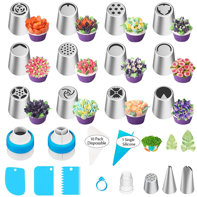 Ensemble de 33 pièces d'embouts à douille en acier inoxydable argenté