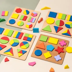 Montessori diy geometry cognitive children educational wood jigsaw puzzle for kids