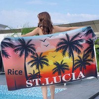 Serviette de bain turque en microfibre à motif floral, séchage rapide, imprimée numériquement, logo personnalisé, pour la plage et la piscine