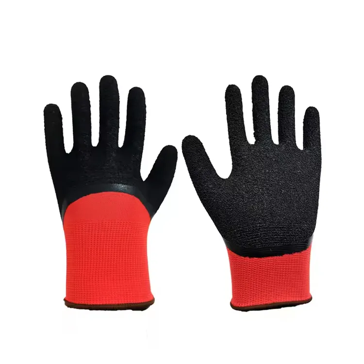 Sunnyhope maxipact 13 đo Polyester Shell Đen Latex tráng nhăn lao động bảo vệ găng tay găng tay