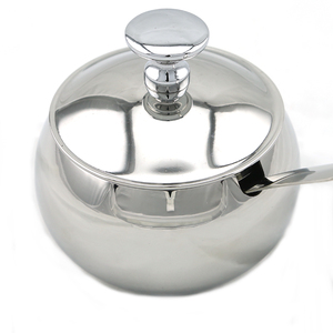 304 Stainless Steel Sugar Bowl Salt Spice Pot Pepper Storage Jar Seasoning Pot Container Condiment Box with Lid and Spoon for Ho