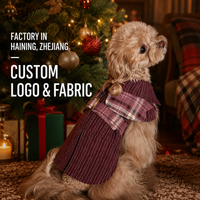 Manteau de Noël en gros pour chien, style trench-coat, rouge Angora, vintage britannique, veste pour animal de compagnie à carreaux et rayures, tenue de luxe de créateur pour chiot