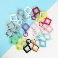 Porte-clés en forme de losange avec ressort, mousqueton en métal coloré, accessoires DIY