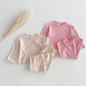 D2211 Lang AI Nouvelle Collection Printemps – Ensemble Décontracté Deux Pièces pour Bébé <span class=keywords><strong>Fille</strong></span> – Tenue Tricotée Respirante Style Princesse pour la Maison - Product Image 1