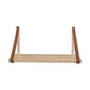 Étagères de rangement flottantes murales suspendues en bois Étagère à livres avec bracelet en <span class=keywords><strong>cuir</strong></span> - Product Image 2