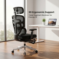 Chaise de bureau AOR en maille nylon, vérin anti-explosion de grade 4, roulettes silencieuses en PU, support corporel complet, accoudoirs réglables